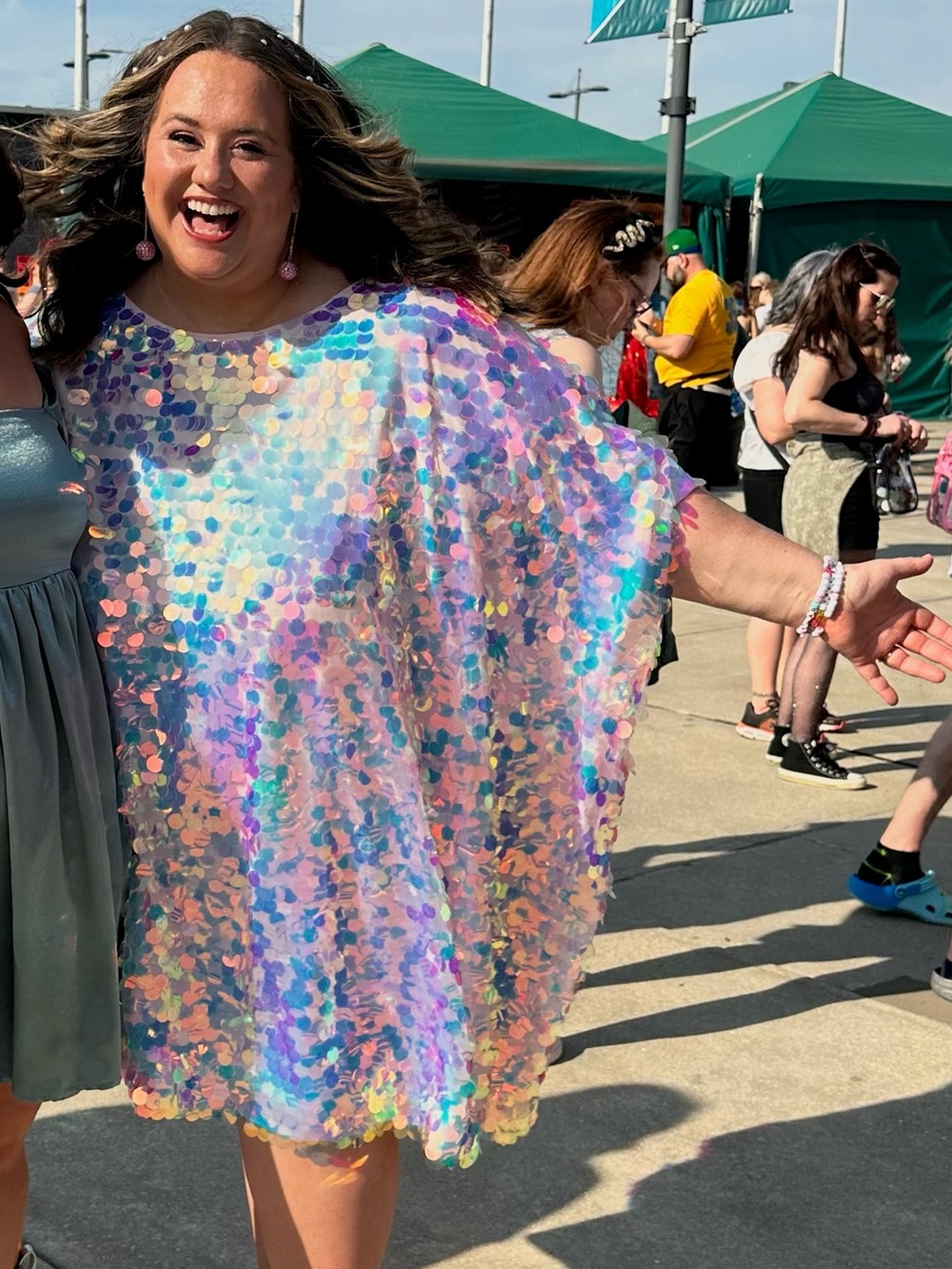 Plus size Iridescent Sequin dress- Pink Blue